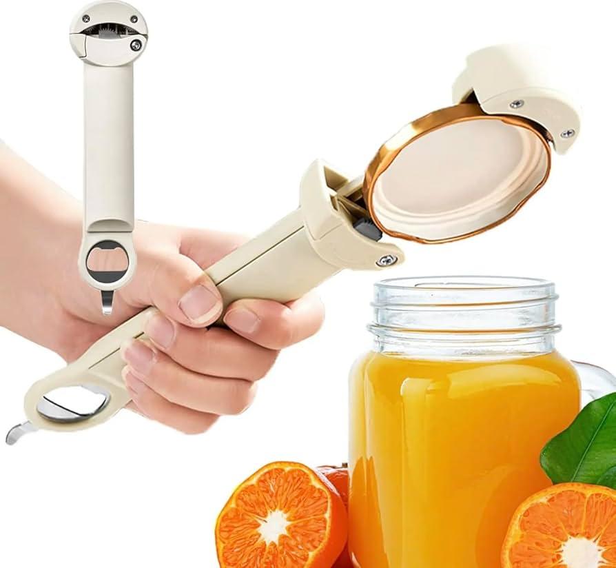 Jar Opener Bottle Opener for Seniors with Arthritis, Multi Retractable Magnetic Can Opener, Jar Grippers for Opening Jars, Kitchen Gadgets for Weak Hands and Senior Arthritis (White)