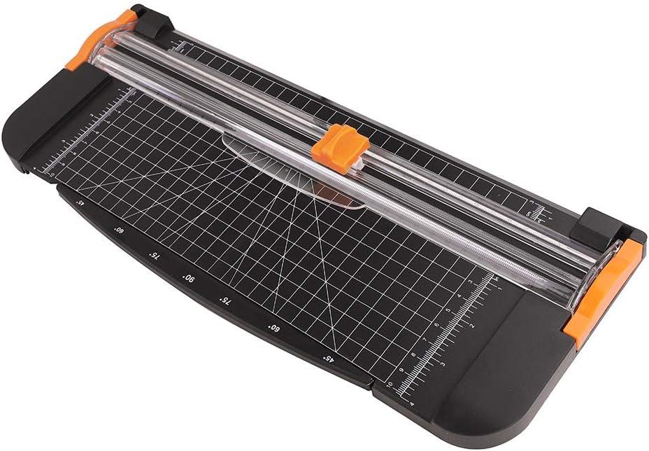 Paper Cutter Slider 10 Sheet Capacity Trimmer Scrap Tool with Automatic Security Safeguard with Side Ruler for Crafts, Gifts, Cards,Photo,and More Always Cuts Straight