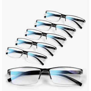 6 pack Executive Style Reading Glasses Men - Durable Readers with 99% Blue Light Blocking - Comfortable Fit with TR90 Frames, +2.0