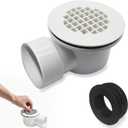 Low Profile Shower Drain, 1.5 Side Outlet Drain Assembly,Perforated Strainer, for 1.5" or 2" Shower Drain, Replacement Base PVC Side Outlet Drain