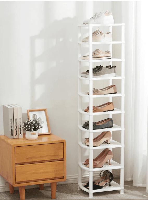 10 Tiers Shoe Rack Space Saving Vertical Single Pairs Sturdy Shoe Shelf Storage Organizer