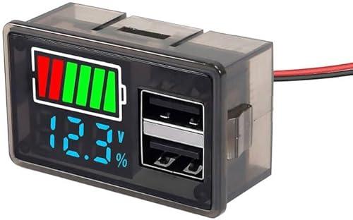 JUZITAO 1PCS 12V 24V Digital Voltmeter Golf Cart Battery Meter DC 8-30V Digital Battery Monitor with 2 USB Ports Power-Off Memory Voltage Display or Car Motorcycle Boat(Blue)
