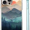 Mountain and Sunrise Case for iPhone 16 Pro,Natural Scenery Painting,Unique Soft TPU Bumper Case Compatible with iPhone 16 Pro