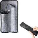 Flat Iron Travel Case Pouch Sleeve Professional Felt Mat Curling Iron Cover Hair Straighteners Case Cover Travel Hair Curler Curling Wand Storage Tyling Tool Pouch (Gray)