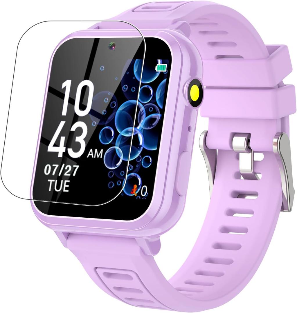 Kids Smart Watch Girls Gifts for Age 5-12, 39 Puzzle Games HD Touch Screen Watches with Video Camera Music Player Pedometer Flashlight 12/24 hr Birthday Gift 6 7 8 Year Old Girls