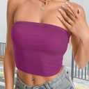 Women Tube Top Summer Strapless Crop Tops Basic Bandeau Going Out Y2k Short Shirt 2026 Outfits (Purple, S)