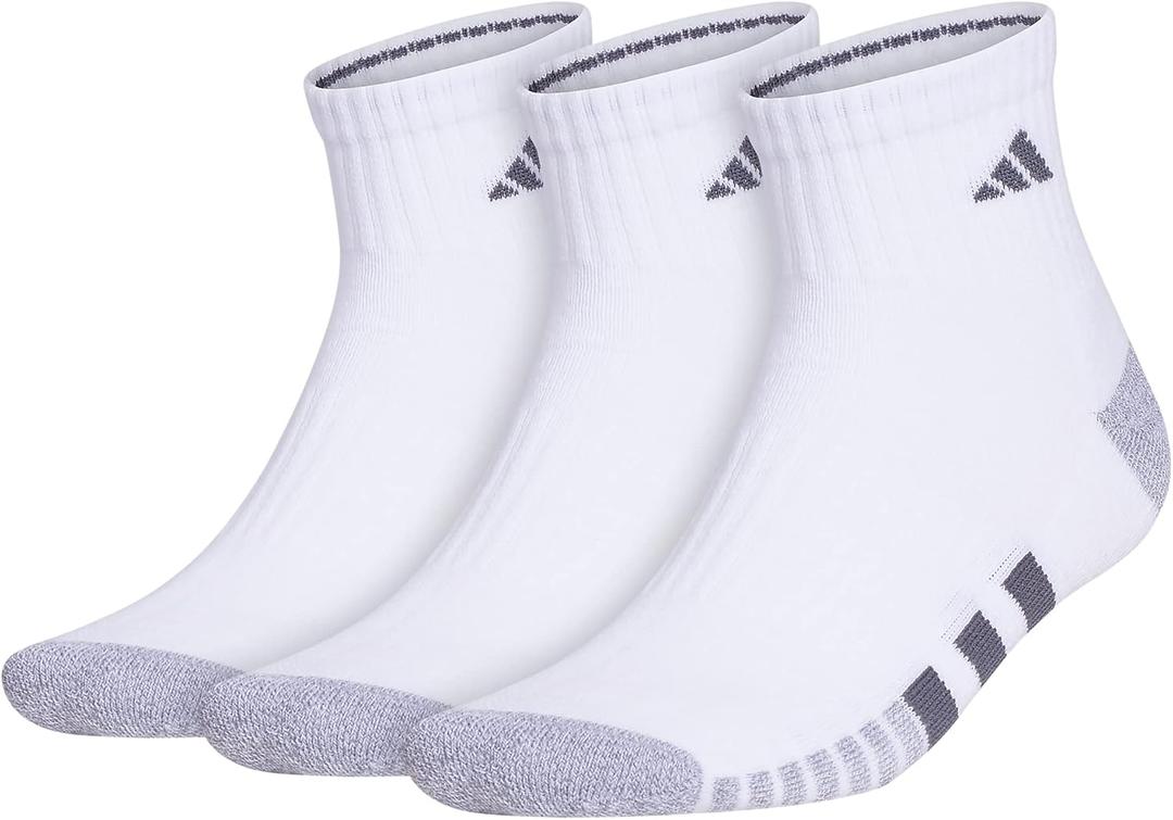 adidas Men's Socks, Athletic Cushioned Quarter 3-Pack, Compression, Moisture-Wicking, Comfortable, Durable (Large, White/Grey/Onix Grey)