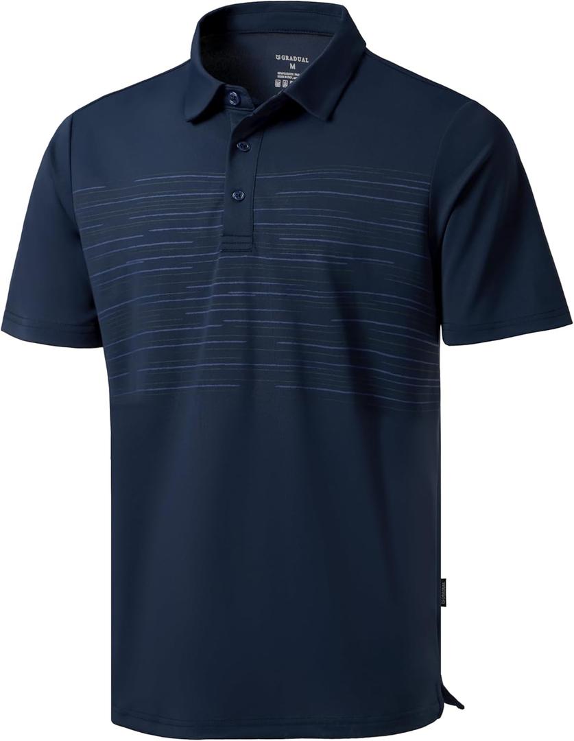 Men's Golf Shirts Dry Fit Moisture Wicking Performance Short Sleeve Collared Polo Shirts for Casual Athletic Business (Large)