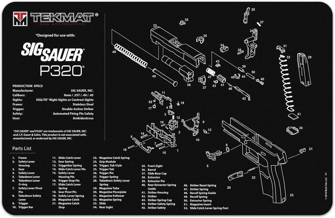 TekMat Cleaning Mat for use with Sig Sauer P320, Black