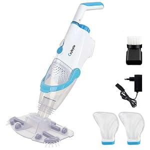 CZYBYTE Handheld Pool Vacuum Cleaner, Rechargeable Pool Bottom Cleaner with Strong Suction, 1 H Runtime, for Above Ground/ Inground Pools, Spas and Hot Tubs, White