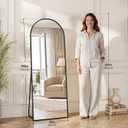59"x19" Arched Full Length Floor Mirror, Standing Mirror with Aluminum Frame, Large Body Mirror of Free Standing/Wall Mount/Leaning for Bedroom, Living Room, Dressing Room, Black