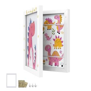 SONGMICS Kids Artwork Frame Changeable, A4, 8.5x11 Art Picture Frame Display for Room Decor, Each Storage up to 150 Drawings, with Mat, Stickers, Non-Trace Nails, MDF, Glass, Matte White URPF052W01