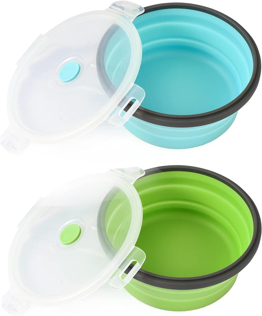Sturdy Collapsible Dog Bowls, 27 oz 2 Pack - Foldable Silicone Water Food Bowl, Leak-Proof, Ideal for Large Dogs & Outdoor Travel