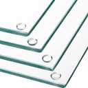 Hacaroa Set of 4 Tempered Glass Cutting Board, 10"x10" Small Square Chopping Board with Rubber Feet, Non-slip Placemat Tray for Kitchen Countertop, Shatter-Resistant, Clear