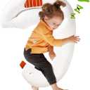 Choc chick Curve Long Kids Body Pillow,36X27inches Swans Shape Soft Child Hug Sleep Toddler Pillow,Hand Washable 100% Organic Cotton Pillowcase Toddler Pillows for Sleeping