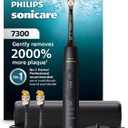 Philips Sonicare 7300 Series Electric Toothbrush - Next-Generation Sonicare Technology, Pressure Sensor, 12 Brushing Settings, SmarTimer, BrushPacer, 21-Day Runtime, Travel Case, Black, HX7421/07