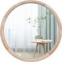 CONGUILIAO 24Inches Round Mirror Wood Wall Mirrors Decorative Circle Mirror, Nature Big Bathroom Large Vanity Mirrors for Living Room Bedroom Entryway Farmhouse (Natural)