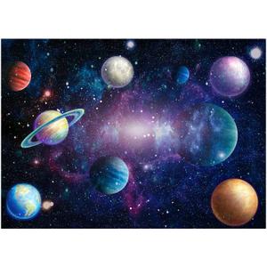 Outer Space Backdrop Starry Galaxy Banner for Baby Boys Girls Planet Theme Birthday Party, Ladvis 82.7"x59" Nebula Photography Background Photoshoot Decorations Photo Studio Props Cake Table Decor (Blue)