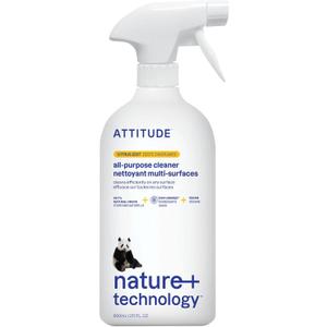ATTITUDE All Purpose Cleaner Spray, EWG Verified, Vegan, Made with 94% Plant-Based Ingredients, Streak-Free for Kitchen, Bathroom, Glass & More, Citrus Zest Scent, 27.1 Fl Oz