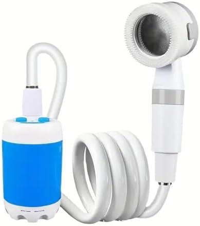 CRUMFERT Portable Shower，Outdoor dormitory bath artifact Electric Rechargeable Portable Camping Shower, simple car self-priming shower，pet Shower, Blue