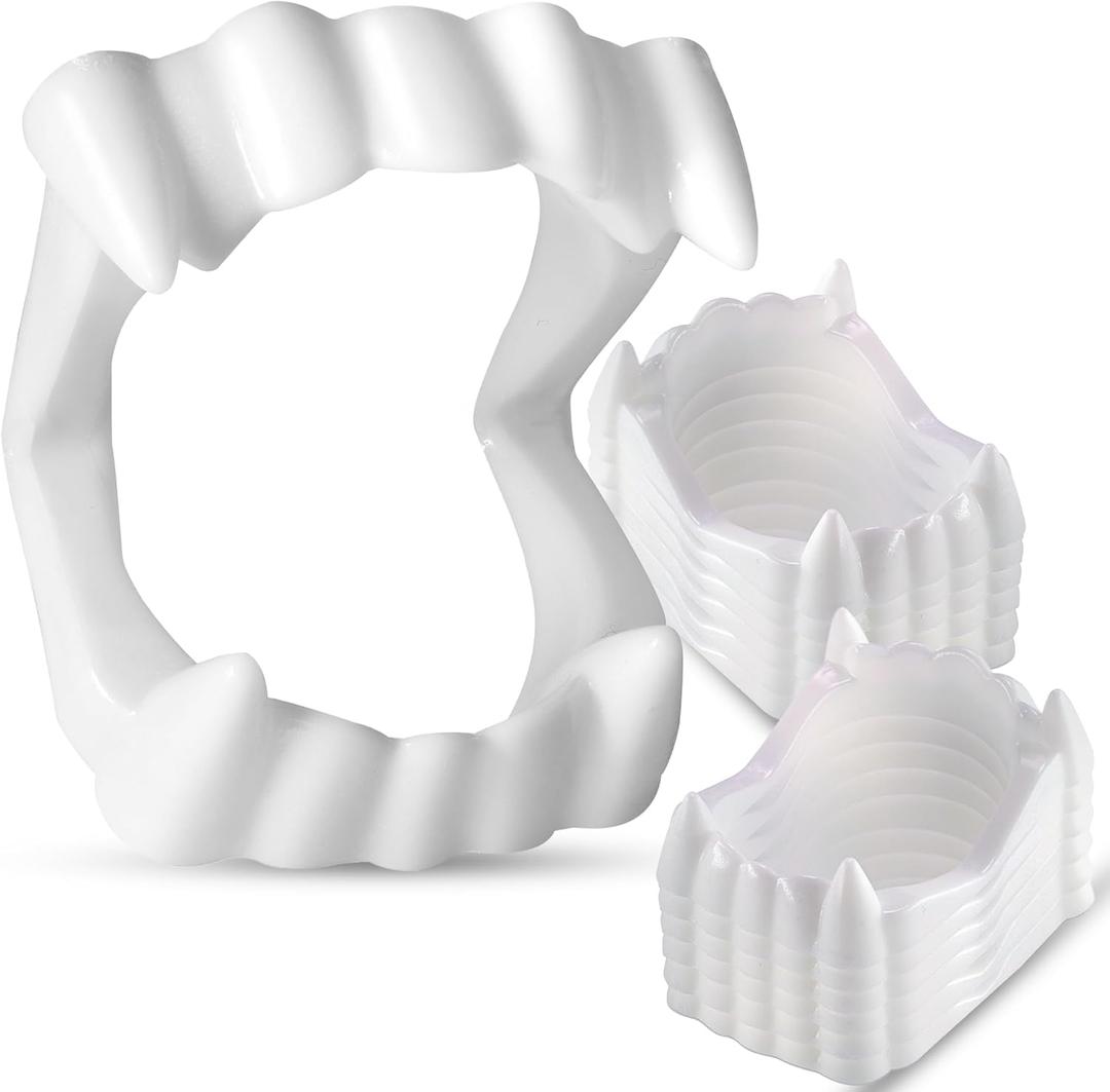 Vampire Teeth Kid Size, White Fake Vampire Teeth for Kids, Vampire Fangs for Kids Costume, Dress-Up, Pretend Play, 12 Pack Halloween Teeth for Halloween Party Favors