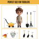 Toddlers Rake & Shovel Set with Wheelbarrow, Kids Yard Tools for Digging, Gardening, Beach, Sandbox, Lawn, Camping, Summer Outdoor Garden Toys Gifts for Children Age 2-5 Years Old