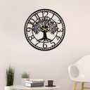 Big Wall Clock - Wall Clocks for Living Room Decor, Quiet and No Ticking Suitable for Wall Decor, Living Room Decoration, Kitchen Decoration (16in, Black Tree of Life Straight Border)