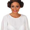 fun shack Princess Space Bun Wig Adult, Princess Wig with Space Buns, Star Princess Hair Buns Women, Brunette Hair Bun Costume