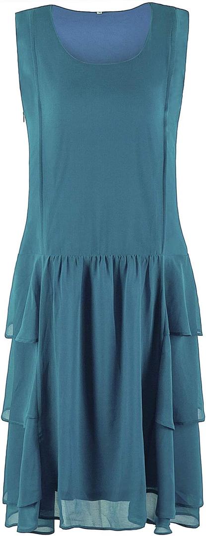 Vijiv Womens 1920s Inspired Flapper Dress High Tea Great Gatsby Maroon with Tiered Skirt 20s Dress (12-14, Blue)