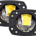 Square Yellow/White Flush Mount LED Pod 2Pcs 3Inch 30W Backup Reverse Lights Driving Fog Lights Front Bumper Lights Behind Grille Lights fit for Trucks SUV ATV UTV
