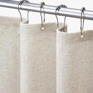 Shower Curtain Linen Textured Boho Farmhouse Shower Curtains for Bathroom Fabric Cream Cloth Liner, Long 72" W x 78" L