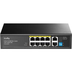 Cudy 8 Port Fast Ethernet 100Mbps PoE Switch 8 PoE+ Ports @120W, Plug & Play Sturdy Metal w/Shielded Ports Extend Mode Priority Mode FS1010PG
