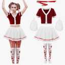 SATINIOR 4 Pcs Zombie Cheerleader Costumes for Women Adults Bloody Uniform Outfit for Halloween Party, Size Medium