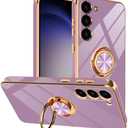 Tnarru Designed for Samsung Galaxy S23 Plus Case with Ring Stand, Support Magnetic Car Mount Rotating Finger Holder Soft TPU Cover Plating Edge Slim Phone Case for Galaxy S23+ Plus Purple