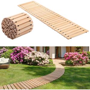 Landical 24ft Wooden Garden Pathway with Non Slip Surface Roll Out Boardwalk Walkways Road Floor Pathway Rustic Path Decorative Patio Pavers for Outdoor Garden Beach Wedding Party (Natural)