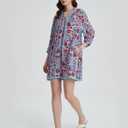 YEXPINE Women's Floral Print Cover Up Boho Tassel Tie Neck 3/4 Sleeve Casual Beach Summer Vacation Mini Dress