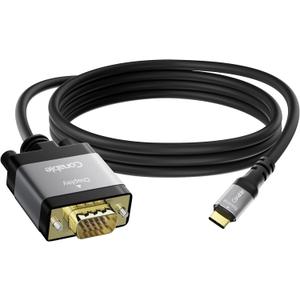 USB C to VGA Cable 15 FT, USB Type-C to VGA Adapter Cord, (Thunderbolt 3/4) Compatible with iPhone 17/16/15 Series, MacBook Pro/Air, iPad Pro, iMac, Galaxy S24, XPS, Surface Book 3 and More, Black