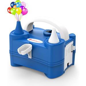IDAODAN Electric Air Balloon Pump Portable Dual Nozzle 110V 600W Electric Balloon Blower Pump/Electric Balloon Inflator for Kids Party Decoration (Blue)
