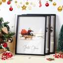 HKBS Framed Christmas Wall Art Decor, Set of 3 Christmas Wall Canvas Prints Pictures Farmhouse Santa Claus Is Coming To Town for Holiday Home Decorations Indoor (Black, 12"x16", Framed)