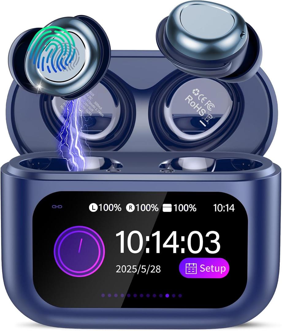 Sleep Earbuds Bluetooth 5.4 in Ear Touch Screen Sleep Headphones, Small Design Mini Sleep Earbuds for Side Sleepers with Sleep Mode, 48H Playtime Sleep Earphones Clear Calls, Seablue