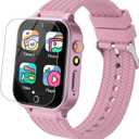 Smart Watch for Kids Girl Gift Ages 3-12, 2 Screen Protector, 26 Puzzle Games, HD Camera Video Music Player Touchscreen Pedometer, Educationtal Toy Brithday Gifts for Girl Ages 4 5 6 7 8 9 10(Pink)