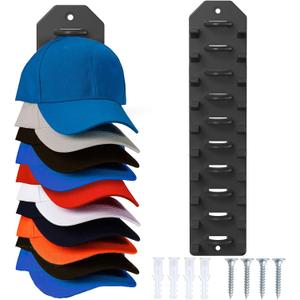 2 x Hat Organizer for Baseball Caps,Hat Rack for Wall, Compact Hat Storage Display Holder,Hold Up to 10 Hats,Hat Hanger Strong Adhesive/Wall Drilled for Door,Bedroom,Closet (Gery Black)
