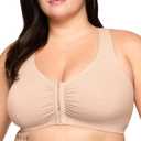 Glamorise womens Full Figure Plus Size Complete Comfort Wirefree Cotton T-Back Bra #1908, Café, 48G/ H