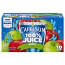 Capri Sun 100% Juice Apple All-Natural Juice from Concentrate with added ingredients, 10 ct Box, 6 fl oz Pouches