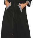 Ekouaer Women Zipper Robe 3/4 Sleeves Loungewear Dress Full Length Sleepwear Pockets Housecoat Nightgown Long Bathrobe Large