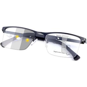 YIMI Photochromic Progressive Multifocus Reading Glasses Sun Readers UV Blue Light Blocking Transition Glasses for Men Women (Black)