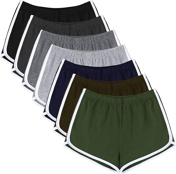 URATOT 6 Pack Womens Cotton Shorts, Dolphin Booty Athletic Gym Sports Shorts for Yoga Lounge Running (2XL)