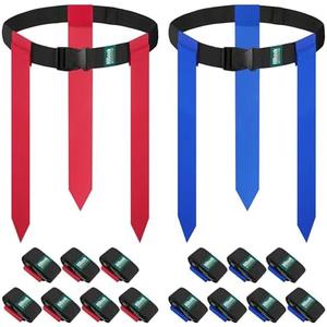 Hilhook Flag Football Belts, 9 Player Flag Football Set with 42 Flags for Kids Youth and Adults Training Equipment