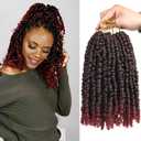 Pre-twisted Ombre Burgundy Passion Twist Hair 10 Inch 8 Packs Short Passion Twist Crochet Hair Bohemian Pre Looped Crochet Braids for Black Women Kids and Girls (10 Inch,T1B/Bug,8 Packs)