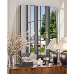 MZON 16x20 Inch Black Mirror Bathroom Vanity Mirror for Wall, Modern Wall Mounted Anti-Rust Mirror for Farmhouse, Restroom, Entryway, Horizontal or Vertical Hanging